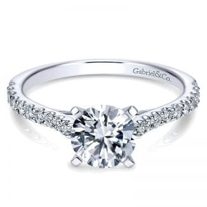 14k White Gold Diamond Straight Engagement Ring ER7227W44JJ