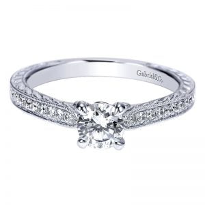 14k White Gold Diamond Straight Engagement Ring ER8696W44JJ