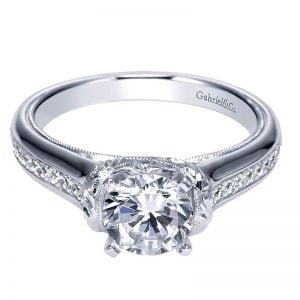 14k White Gold Diamond Straight Engagement Ring ER9237W44JJ