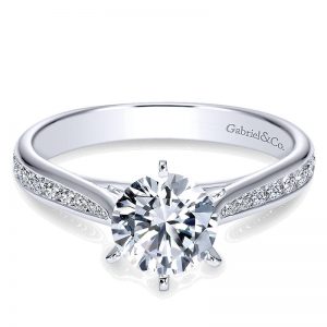 14K White Gold Diamond Straight With Channel Setting 14K White Gold Engagement Ring ER7229W44Jj