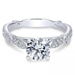 14K White Gold Diamond Straight Victorian 14K White Gold Engagement Ring ER6711W44Jj