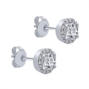 14k White Gold Diamond Stud Earrings EG10416W44JJ