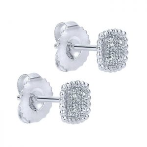 14k White Gold Diamond Stud Earrings EG12142W45JJ