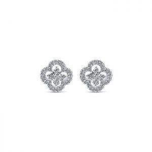 14k White Gold Diamond Stud Earrings EG12221W45JJ
