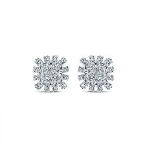 14k White Gold Diamond Stud Earrings EG12893W45JJ