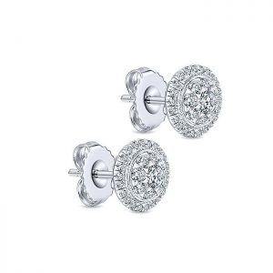 14k White Gold Diamond Stud Earrings EG13305W45JJ