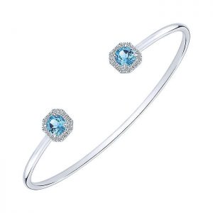 14k White Gold Diamond Swiss Blue Topaz Bangle BG3993W45BT