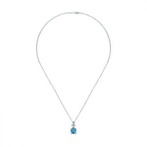 14k White Gold Diamond Swiss Blue Topaz Fashion Necklace NK2812W45BT