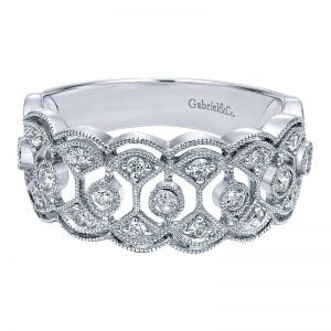 14k White Gold Victorian Wide Band Ladies' Ring LR4784W44JJ