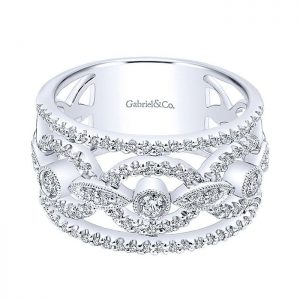 14k White Gold Diamond Wide Band Ladies' Ring LR4815W44JJ