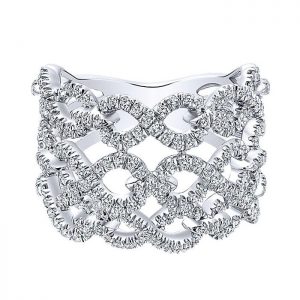 14k White Gold Diamond Wide Band Ladies' Ring LR50966W45JJ