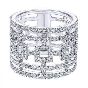14k White Gold Diamond Wide Band Ladies' Ring LR50996W45JJ
