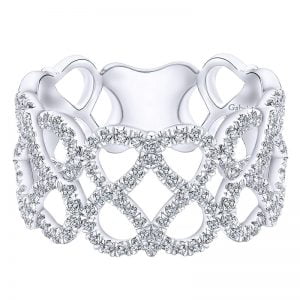 14k White Gold Lusso Diamond Wide Band Ladies' Ring LR51121W45JJ