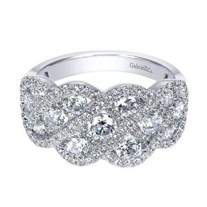 14k White Gold Diamond Wide Pave Braid Band Ladies' Ring LR6258W44JJ