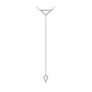 14k White Gold Open Diamond Silhouette Y Knots Necklace NK5354W45JJ