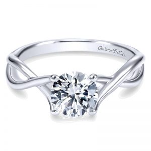 14K White Gold Polished Criss Cross 14K White Gold Engagement Ring ER7517W4Jjj