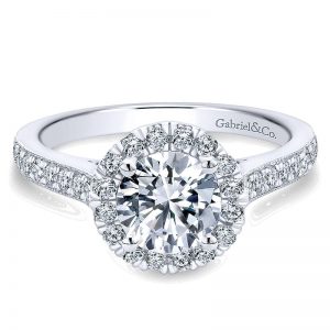 14K White Gold Round Diamond Halo With Channel Setting 14K White Gold Engagement Ring ER7278W44Jj