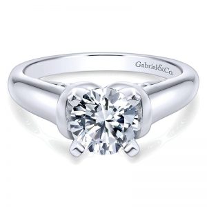 14K White Gold Round Solitaire 14K White Gold Engagement Ring ER9025W4Jjj