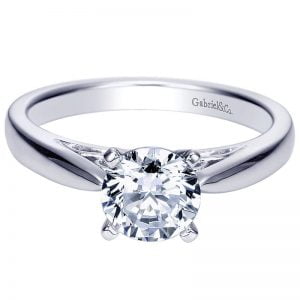 14k White Gold Solitaire Engagement Ring ER8293W4JJJ