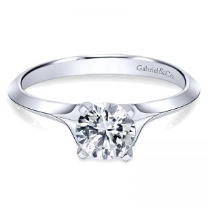 14K White Gold Solitaire Rounded Cathedral 14K White Gold Engagement Ring ER11832R3W4Jjj