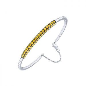 14k White Gold Yellow Sapphire Bangle BG3894W4JYS