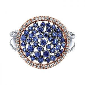 14k White and Pink Gold Diamond And Sapphire Fashion Ladies' Ring LR50674T45SA