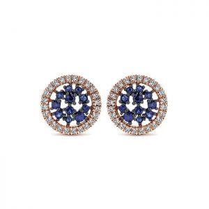 14k White and Pink Gold Diamond And Sapphire Stud Earrings EG12620T45SA