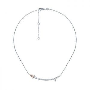 14k White and Pink Gold Diamond Bar Necklace NK4392T45JJ