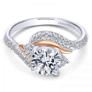 14k White and Pink Gold Diamond Bypass Two-Tone Engagement Ring ER10304T44Jj