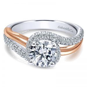 14k White and Pink Gold Diamond Bypass Two-Tone Engagement Ring ER10308T44Jj
