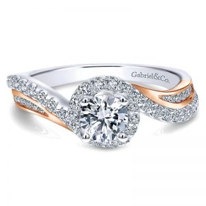 14k White and Pink Gold Diamond Bypass Two-Tone Engagement Ring ER11834R2T44Jj