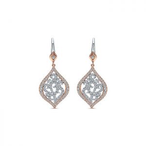 14k White and Pink Gold Diamond Drop Earrings EG11990T44JJ