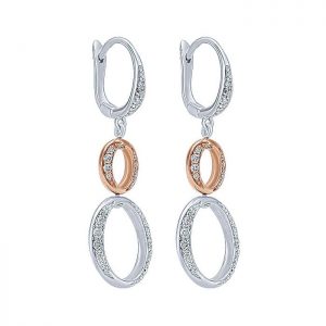 14k White and Pink Gold Diamond Drop Earrings EG12224T45JJ