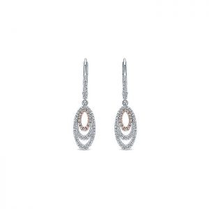 14k White and Pink Gold Diamond Drop Earrings EG12231T45JJ