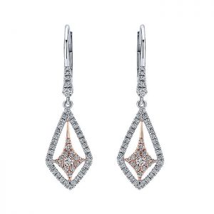 14k White and Pink Gold Diamond Drop Earrings EG12673T45JJ