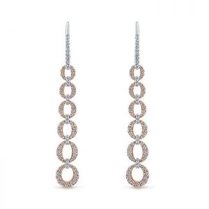 14k White and Pink Gold Diamond Drop Earrings EG13266T45JJ