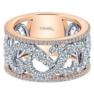 14k White and Pink Gold Diamond Fancy Anniversary Band AN12421T44JJ