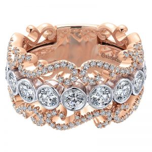 14k White and Pink Gold Diamond Fancy Anniversary Band AN12428T44JJ