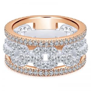 14k White and Pink Gold Diamond Fancy Two-Tone Anniversary Band AN13807T44Jj