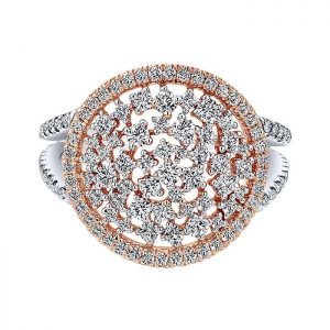 14k White and Pink Gold Diamond Fashion Ladies' Ring LR50690T45JJ