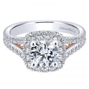14k White and Pink Gold Diamond Halo Engagement Ring ER12611R4T44JJ