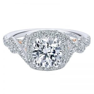 14k White and Pink Gold Diamond Halo Engagement Ring ER12621R4T44JJ