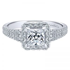 14k White and Pink Gold Diamond Halo Engagement Ring ER12624S3T44JJ