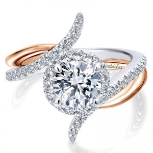 14k White and Pink Gold Diamond Halo Two-Tone Engagement Ring ER12758R4T44Jj