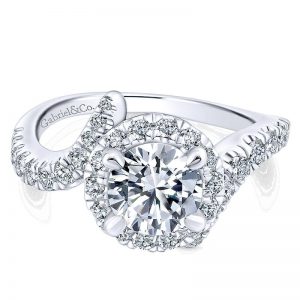 14k White and Pink Gold Diamond Halo Two-Tone Engagement Ring ER12759R4T44Jj