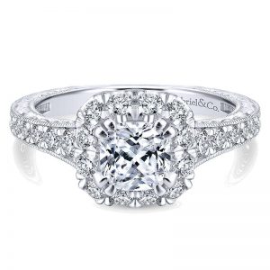 14k White and Pink Gold Diamond Halo Two-Tone Engagement Ring ER12827C4T44Jj