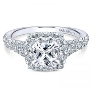 14k White and Pink Gold Diamond Halo Two-Tone Engagement Ring ER12835C4T44Jj