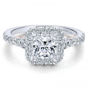 14k White and Pink Gold Diamond Halo Two-Tone Engagement Ring ER12836S4T44Jj