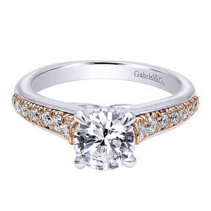 14k White and Pink Gold Diamond Straight Engagement Ring ER10765T44JJ