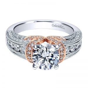 14k White and Pink Gold Diamond Straight Two-Tone Engagement Ring ER11835R4T44Jj